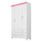 Guarda Roupa Solteiro 4 Portas Astro Branco / Rosa Demóbile