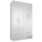 Guarda Roupa Solteiro 4 Portas e 2 Gavetas Star Flex Branco/Fúcsia