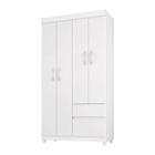 Guarda roupa solteiro 4 portas Lotus 42060 Branco Rosa Flex Demóbile