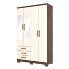 Guarda Roupa Solteiro City 4 Portas Castanho Off White com Espelho - Henn