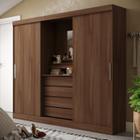 Guarda Roupa Solteiro com Espelho 2 Portas de Correr 4 Gavetas Itália Yescasa