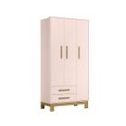 Guarda-Roupas 3 Portas e 2 Gavetas 180 x 94 Q Charm Slim -Rosa Acetinado - ÉdeCasaMóveis