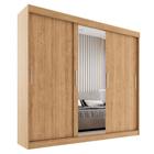 Guarda Roupas Casal com Espelho 3 Portas de Correr 2 Gavetas França Naturale