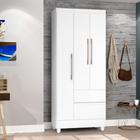 Guarda Roupas Solteiro 3 Portas 2 Gavetas Loreta JA Branco / Branco Lilás Flex