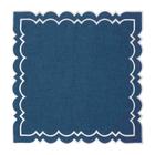 Guardanapo Bordado Azul Com Branco Poli-Rami 45X45Cm Rafimex