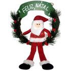 Guirlanda de Natal Papai Noel em MDF 33cm -GLOBAL