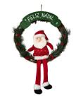 Guirlanda Enfeite Placa Feliz Natal Decorada Papai Noel 33cm