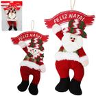 Guirlanda papai noel / boneco de neve xadrez vd com placa feliz natal 30x18cm