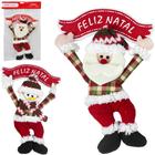 Guirlanda papai noel / boneco de neve xadrez vd com placa feliz natal 38x24cm