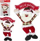 Guirlanda placa de natal de mdf para pendurar com feliz natal com papai noel ou boneco de neve