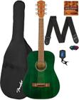 Guitarra acústica Fender FA-15 em escala 3/4 Kids Steel Green com pacote