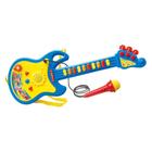 Guitarra Azul e Amarela Com Microfone Luz e Som - DM Toys