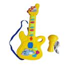 Guitarra com microfone infantil eletrica karaoke com som e luz brinquedo bebe criança
