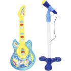Guitarra com Microfone Infantil Pedestal Brinquedo Luz Som Karaokê Criança Importway BW138