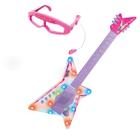 Guitarra Musical Infantil com Microfone Óculos Luz Entrada Mp3 Player