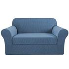 H.VERSAILTEX 2 Peça Loveseat Slipcovers 2 Almofadas Loveseat Capa móveis capa/protetor com fundo elástico, Jacquard High Stretch Máquina elegante lavável - Loveseat - Azul Empoeirado