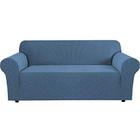 H.VERSAILTEX Stretch Sofa Covers for 3 Cushion Couch Covers Sofa Slipcovers for Living Room Feature Thick Checked Jacquard Fabric with Elastic Bottom, Sofa Large - Dusty Blue