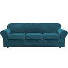 H.VERSAILTEX Veludo Moderno Pelúcia 4 Peças Alto Estiramento Sofá Slipcover Sofá Cover Móveis Protetor Forma Fit Luxo Veludo Grosso Extra Grande Sofá Cover para 3 Sofá Almofada (Sofá XL, Deep Teal)