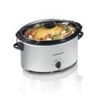 Hamilton Beach 7 Qt. Panela Lenta Portátil Serve 8+, Lava-louças Seguras Crock, Alça de Trava tampa para viagem, prata escovada (33176), 7 Quart