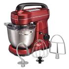 Hamilton Beach Electric Stand Mixer, 4 Quarts, Gancho de massa, Flat Beater Attachments, Splash Guard 7 Velocidades com Whisk, Vermelho