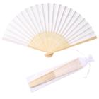 Hand Fan SL fabrica tecido de seda imitado de bambu, 24 peças, branco