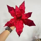 Haste Flor Bico Papagaio Glitter Vermelho 50cm