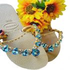 Havaianas Flat Banhada Com Pedraria Azul