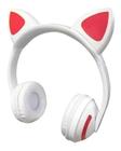 Headphone Bluetooth com Orelhas de Gato e Iluminação LED Fone Sem Fio de Gatinho BRANCO