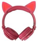 Headphone Fone Cat P2 Orelha De Gato Led Cosplay Cor Rosa