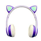 Fone de Ouvido Gatinho Fox Sem Fio Com Led Orelha Gato Dobrável Infantil  Microfone H'Maston - Roxo