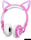 Headphone Orelha de Gato Rosa com LED HFC22