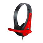 Headset C3Tech com Microfone, Controle de Volume, Preto com Vermelho PH-30BK