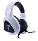 Headset com fio fone gamer led/rgb branco clanm