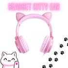 Headset Com Orelha de Gato Preto Rosa Kitty Ear Vinik