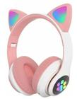 Headset Fone De Ouvido Bluetooth Led Orelha Gato Headphone rosa