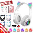 Headset Fone De Ouvido Sem Fio Bluetooth Cat Luzes Led Rgb Orelha Gato Headphone Gamer Ear Entrada Cartão Sd Rádio Fm