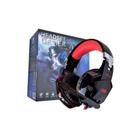 Headset fone gamer com microfone e led p3 - kp-455a vermelho