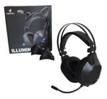 Headset Gatinho Fone Gamer Rgb Microfone Cancel Ruído USB P2 - Preto - Goldenultra Gaming