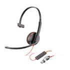 Headset HP Poly Blackwire 3210, USB-A, USB-C, Preto - 8X214A6