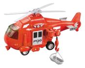 Helicóptero de Brinquedo Resgate Polícia Ou Bombeiro de Fricção C/ Luz Led e Som
