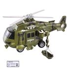 Helicoptero Operacao Resgate com Luz e Som DM Toys Verde Sobe Desce a Maca e a Helice Gira Brinquedo