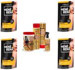 Hene Em Gel Rena Preto Natural 04x180gr Pouch+Brilho Magico Agua de Arroz Kit Tratamento 1Kg Incolor