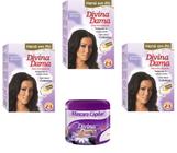 Hene em Po Divina Dama 03x50gr (Incolor, Chocolate, Preto, Azulado, Castanho)+Mascara 500gr Incolor