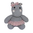 Hipopótamo Menina Saia Rosa Amigurumi Decoração Crochê Bebê