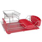 Home Basics DD30467 Deluxe 2-Tier Dish Rack e Drainer, Vermelho, 20"