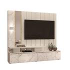 Home Estante Gretta para TV 65" com Luz de LED e Espelho Calacata/ Off White