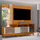 Home theater frizz plus c/rodizio - led-prateleiras vidro - 2 portas -cinomomo/off-white