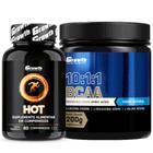 Hot Termogênico 60 Caps + Bcaa 10:1:1 200g em Pó Growth