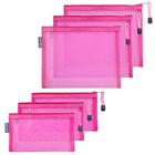 HRX Pacote de malha de nylon sacos de maquiagem com zíper, 6PCS bolsas cosméticas caneta lápis organizador caso rosa quente para bolsa de viagem saco de fralda (A5 x 3pcs, A6 x 3pcs)
