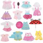 Huang Cheng Brinquedos 12 Pcs Set Handmade Lovely Baby Doll Roupas Roupas Roupas Roupas Roupas para 14 a 15 polegadas Boneca Chapéu chapéu de guarda-chuva espelho espelho de aniversário menina presente de aniversário para menina